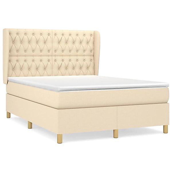 vidaXL Boxspringbett mit Matratze Creme 140x200 cm Stoff1372792 günstig online kaufen