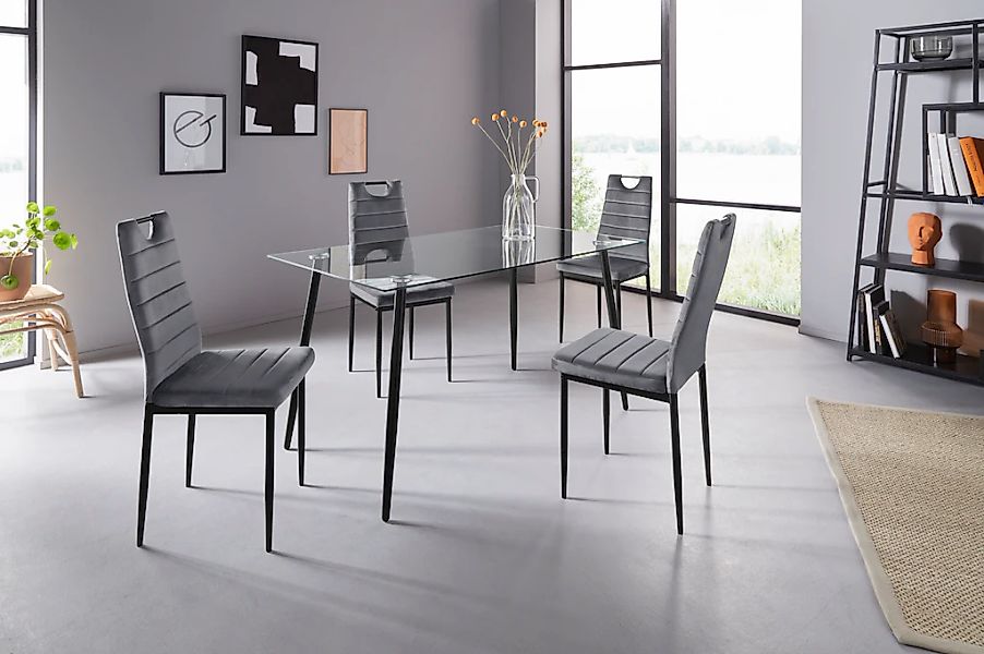 INOSIGN Essgruppe Set, 5 Stk. tlg. Glastisch, Breite 140 cm und 4 Esszimmer günstig online kaufen