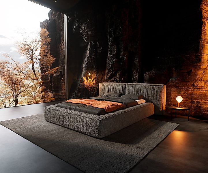 Polsterbettgestell Coperti 140x200 cm Bouclé Silbergrau günstig online kaufen