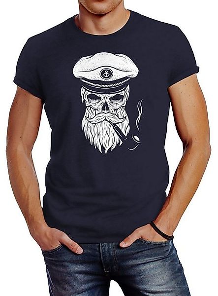 Neverless Print-Shirt Herren T-Shirt Totenkopf Kapitän günstig online kaufen