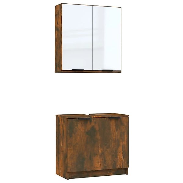 vidaXL Badezimmer-Set 2-tlg. Badmöbel-Set Räuchereiche Holzwerkstoff, günstig online kaufen