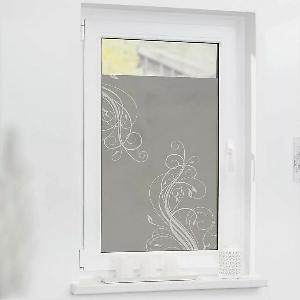 LICHTBLICK Fensterfolie Floral Floral Floral grau weiß B/L: ca. 100x180 cm günstig online kaufen