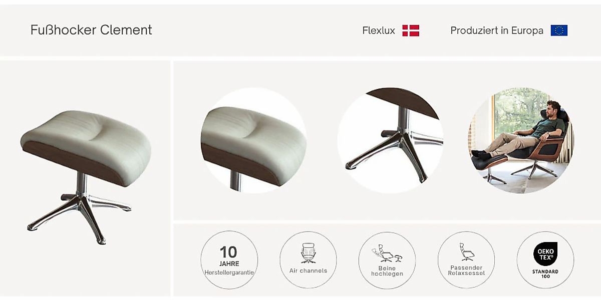 FLEXLUX Fußhocker "Clement Beinstütze, Hervorragender Komfort, Robuster Alu günstig online kaufen