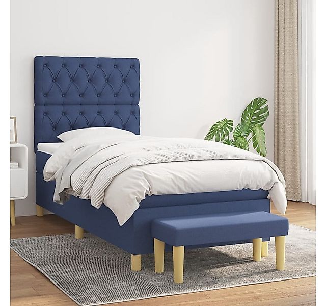 vidaXL Boxspringbett, Boxspringbett mit Matratze Grau 90x190 cm Kunstleder günstig online kaufen