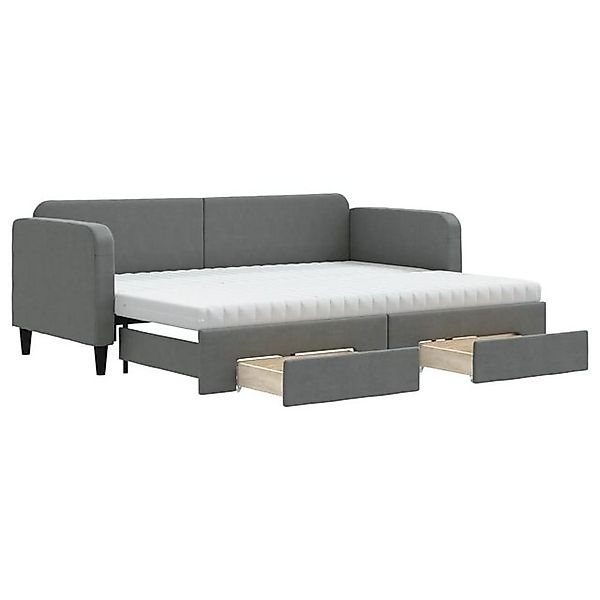 vidaXL Bett, Tagesbett Ausziehbar mit Schubladen Dunkelgrau 80x200 cm Stoff günstig online kaufen