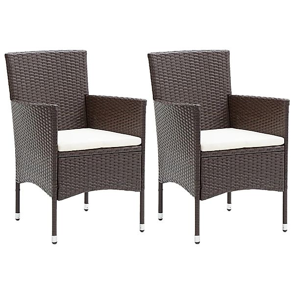 vidaXL Garten-Essstühle 2 Stk. Poly Rattan Braun günstig online kaufen