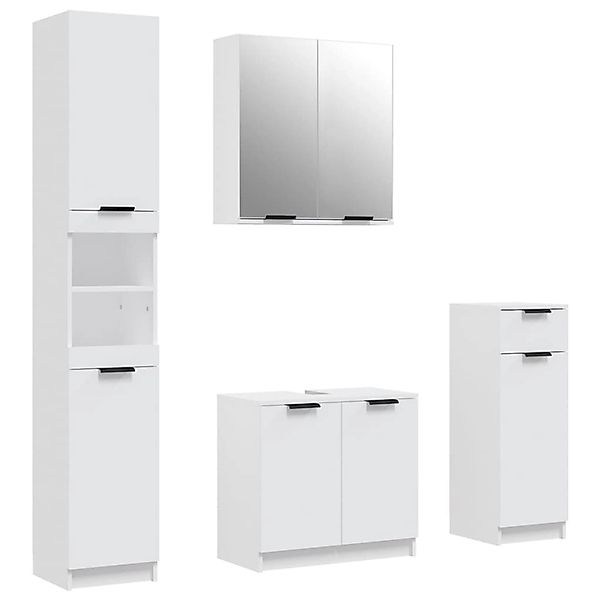 vidaXL 4-tlg. Badmöbel-Set Weiß Holzwerkstoff Modell 4 günstig online kaufen