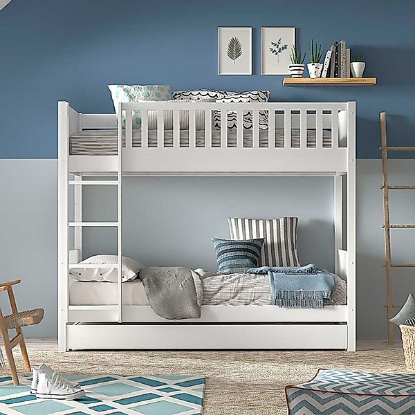 Etagenbett mit Schublade weiss im Skandi Design Leiter günstig online kaufen