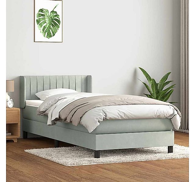 vidaXL Boxspringbett, Boxspringbett mit Matratze Hellgrau 80x210 cm Samt günstig online kaufen