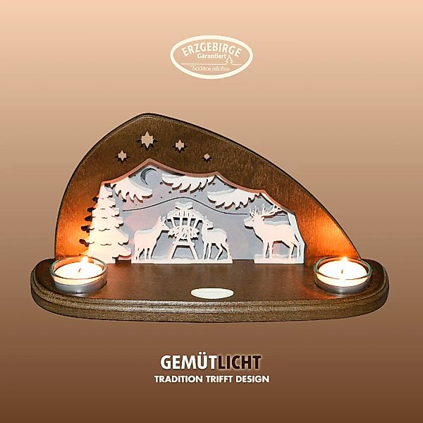 Weigla Teelichthalter "Waldtiere, Mini Schwibbogen,Tischdeko für Weihnachte günstig online kaufen