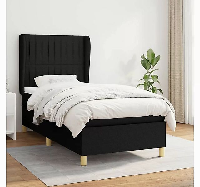 vidaXL Boxspringbett Boxspringbett mit Matratze Schwarz 80x200 cm Stoff Bet günstig online kaufen