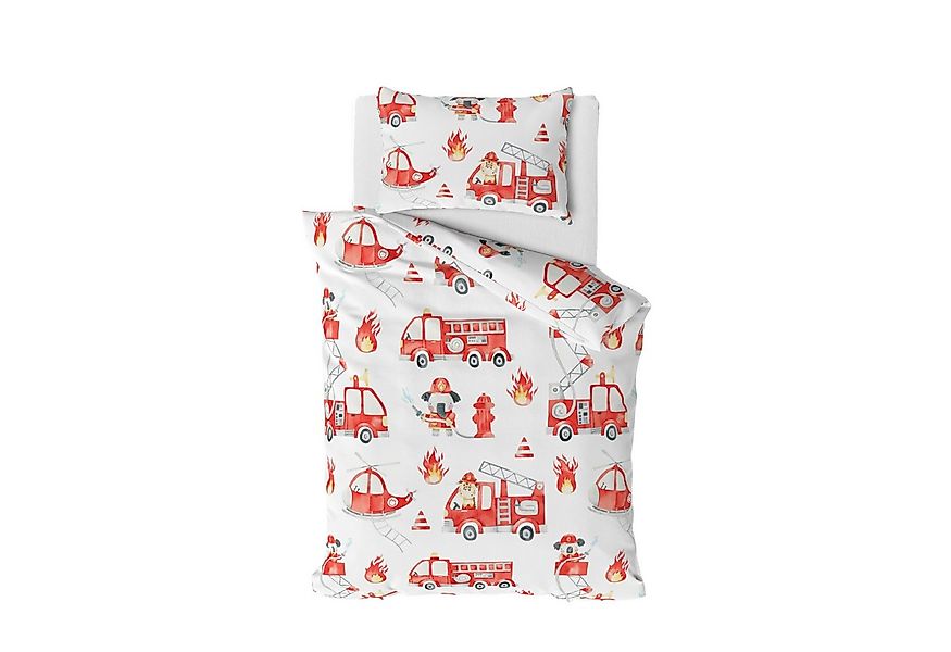 MTOnlinehandel Babybettwäsche Little Hero • 100x135 + 40x60 cm • Feuerwehr, günstig online kaufen