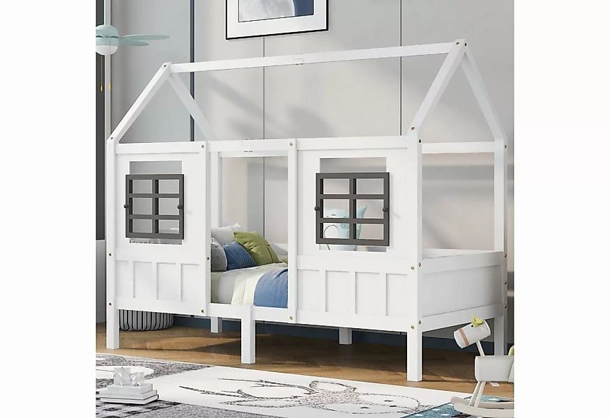 Flieks Hausbett, Einzelbett Kinderbett Kiefer weiß 200x90cm ohne Matratze günstig online kaufen