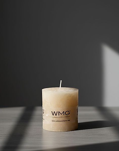 Stumpenkerze Rustikal Höhe 6 cm, Durchmesser 6 cm Sand günstig online kaufen