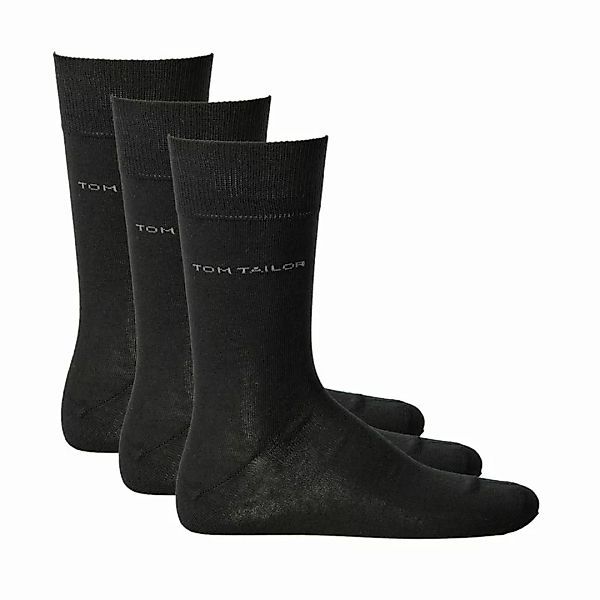 TOM TAILOR 3er Pack Herren Socken - Basic, einfarbig Schwarz 43-46 günstig online kaufen