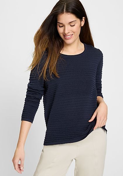 Olsen Rundhalspullover Ton-in-Ton Streifenstruktur günstig online kaufen