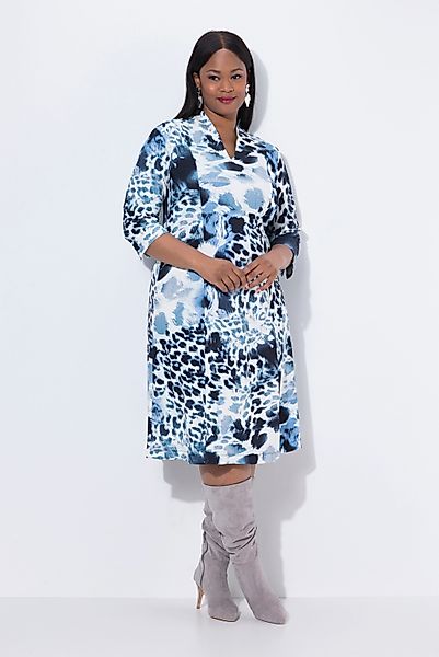 Ulla Popken Midikleid Punto-Kleid Leomuster Kelchkragen günstig online kaufen