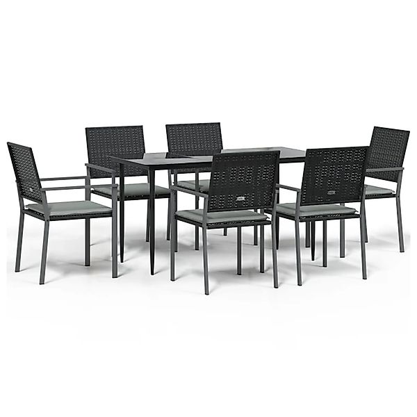 vidaXL 7-Tlg Garten-Essgruppe mit Kissen Poly Rattan und Stahl 3187006 günstig online kaufen