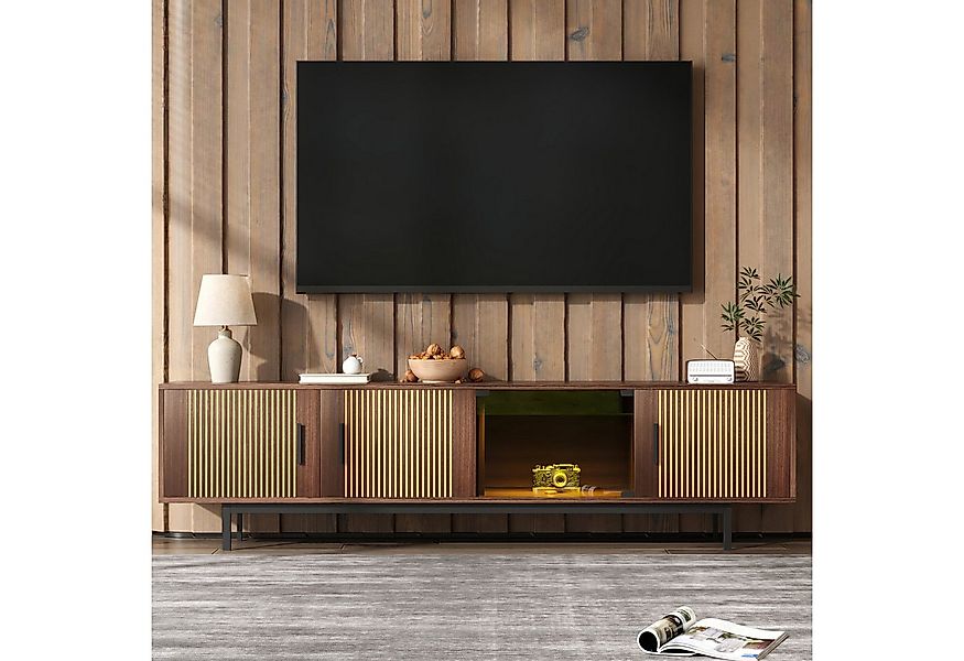 HAUSS SPOLE TV-Schrank lowboard TV-Möbel mit LED-Lichtleiste und Tür aus ge günstig online kaufen