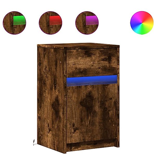 vidaXL Nachttisch Nachttisch mit LED-Leuchten Räuchereiche günstig online kaufen