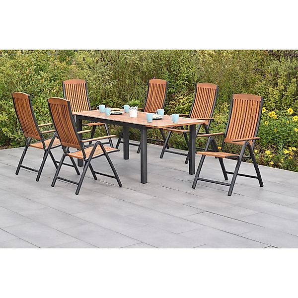 Merxx Athos Set 7-tlg. mit Gartentisch Ausziehbar 180/250 x 100 cm günstig online kaufen