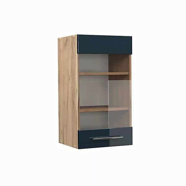 Vicco Glashängeschrank Fame-Line, Dunkelblau Hochglanz/Weiß, 40 cm günstig online kaufen