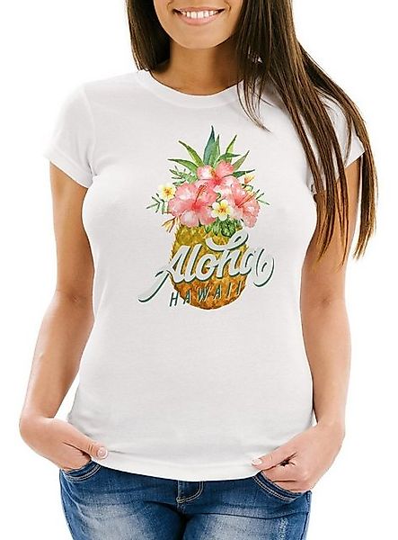 Neverless Print-Shirt Damen T-Shirt Ananas Aloha günstig online kaufen