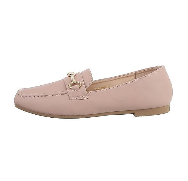Ital-Design Damen Mokassins Freizeit Slipper Blockabsatz Mokassins in Hellb günstig online kaufen