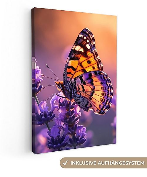 OneMillionCanvasses® Leinwandbild Blumen - Schmetterling - Lavendel - Blume günstig online kaufen