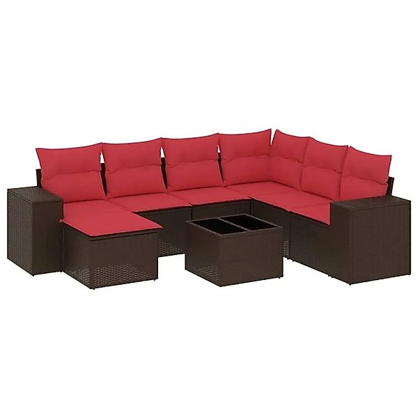vidaXL 8-Tlg Gartensofa-Set mit Kissen Braun Polyrattan 3222913 günstig online kaufen