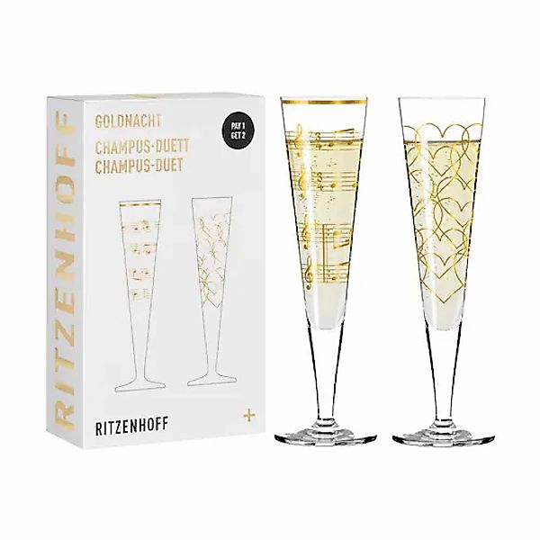 Ritzenhoff Champagnerglas »Champagnergläser Goldnacht 205 ml 2er Set gold« günstig online kaufen