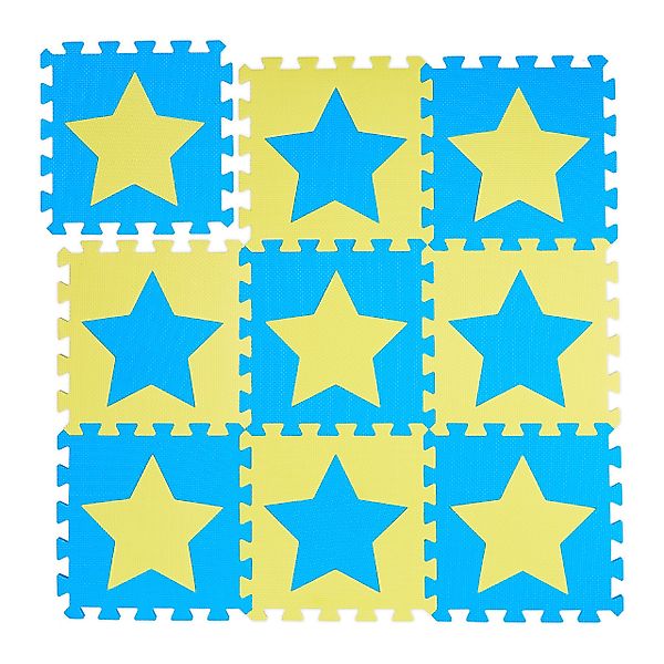 relaxdays Spielmatte Puzzlematte Sterne, Blau-Gelb günstig online kaufen