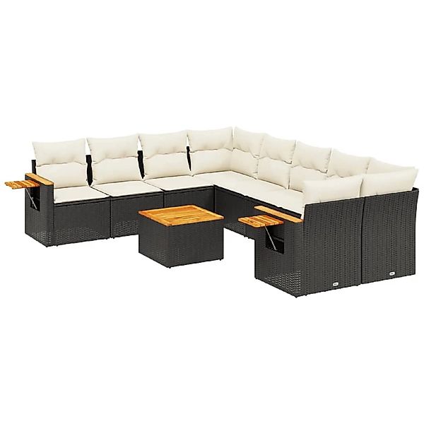 vidaXL 9-Tlg Garten-Sofagarnitur mit Kissen Schwarz Poly Rattan 3226665 günstig online kaufen