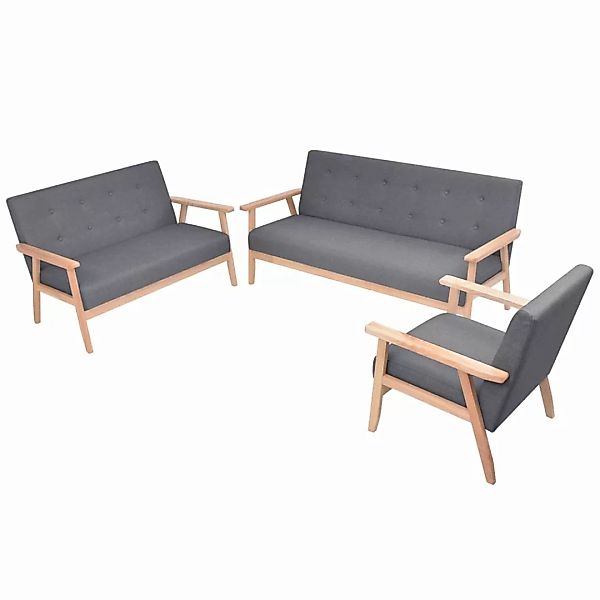 Sofa-set 3-tlg. Stoff Dunkelgrau günstig online kaufen