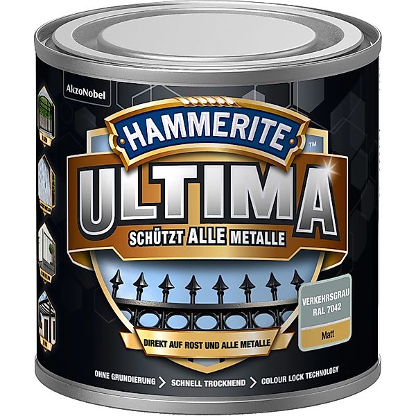 Hammerite Ultima Premium Metall-Schutzlack matt Verkehrsgrau 250 ml günstig online kaufen