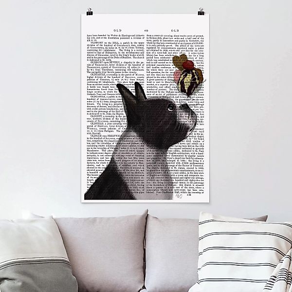 Poster - Hochformat Tierlektüre - Terrier mit Eis günstig online kaufen