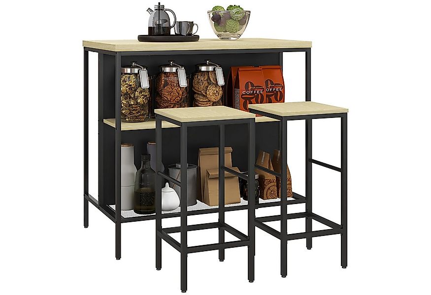 HOMCOM Bargruppe Küchentisch mit 2 Barhocker, Essgruppe im Modern-Stil, (Kü günstig online kaufen