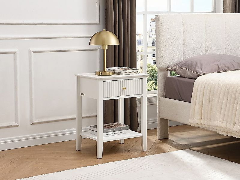 Nachttisch 2er-Set 1 Schublade & 1 Ablage – MDF – Weiß – NIRIVA günstig online kaufen