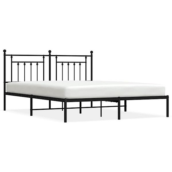 vidaXL Bettgestell, Bettrahmen mit Kopfteil Metall Schwarz 160x200 cm günstig online kaufen