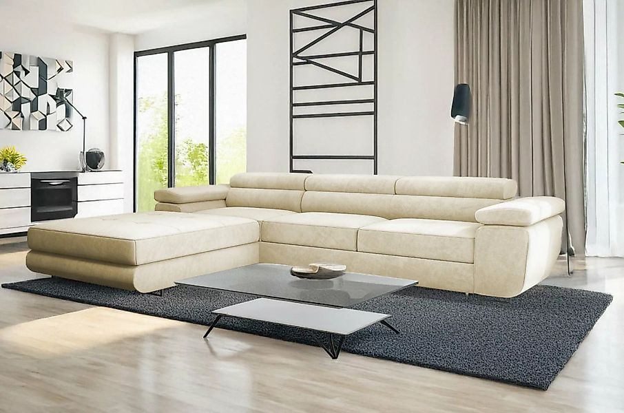 Goldstoff Ecksofa VENUS TWIN, mit Schlaffunktion und Bettkasten, 275x202x70 günstig online kaufen