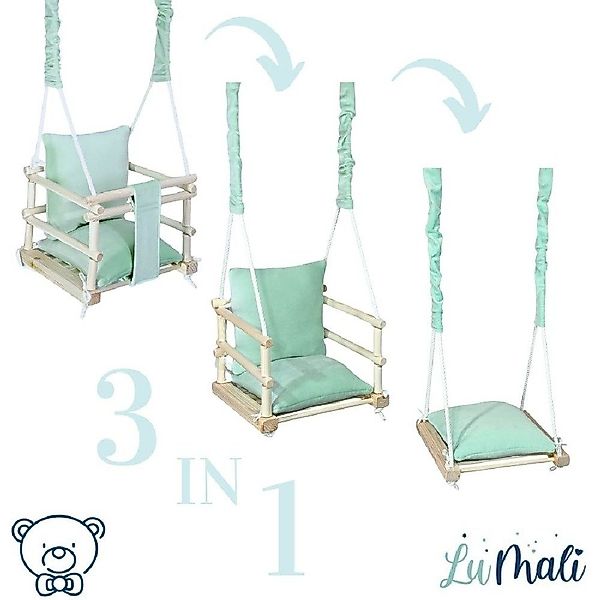 LuMali Babyschaukel Babyschaukel aus Holz - Kinderschaukel mit Kissen - Ind günstig online kaufen