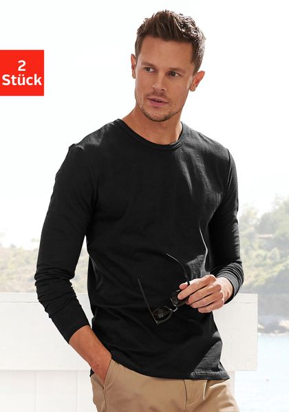 H.I.S Langarmshirt Packung, 2er-Pack, Doppelpack Unterziehshirt aus Baumwol günstig online kaufen