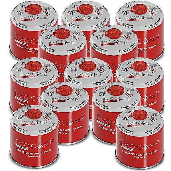Evocamp Gaskartusche 12 Stück Butan Propan 500 g Schraubventil für Campingk günstig online kaufen