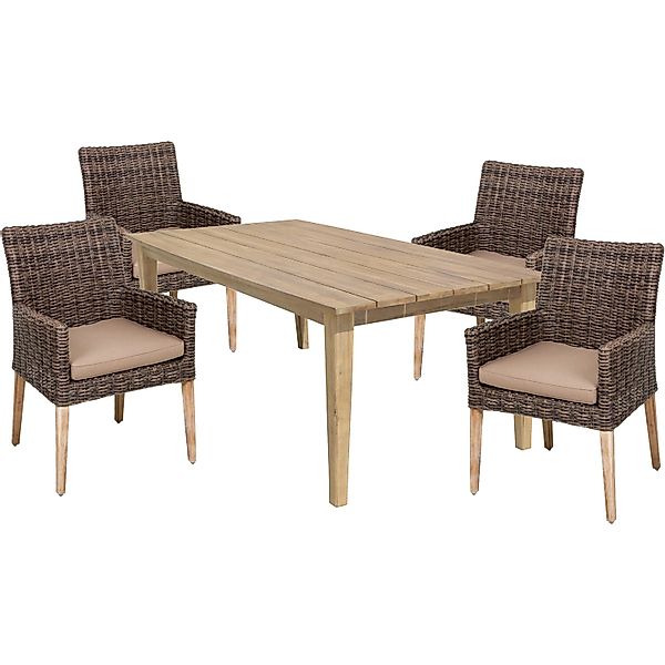 Garden Pleasure Sitzgruppe Norvell/Visalia 190 cm x 89 cm x 280 cm Braun FS günstig online kaufen
