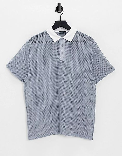 ASOS DESIGN – Oversize-Polohemd aus Netzstoff in Grau günstig online kaufen