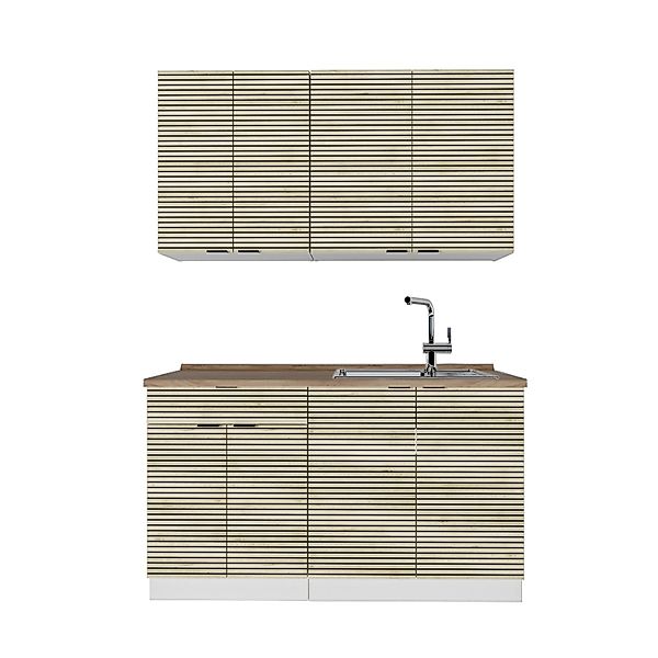 Vicco Fame-Line Singleküche Eiche Paneel/Weiß 140 cm AP Eiche günstig online kaufen