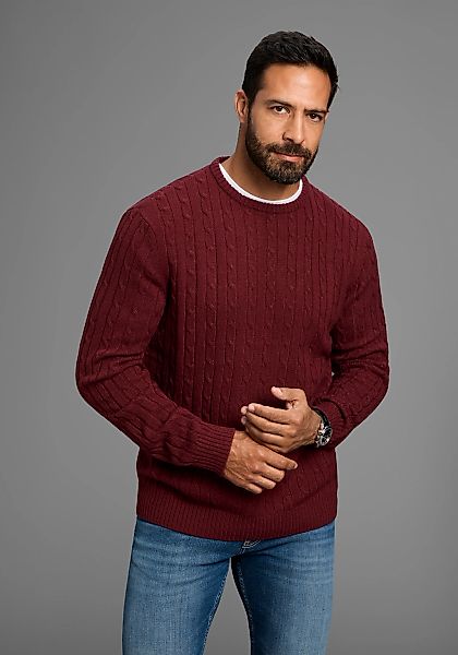 Mans World Rundhalspullover "Neue Kollektion Highlight allover Zopfmuster" günstig online kaufen