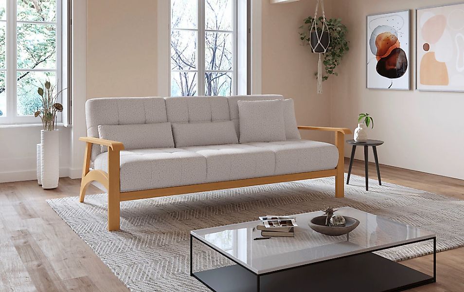 sit&more 3-Sitzer »Billund« Armlehnen aus Buchenholz in natur, verschiedene günstig online kaufen