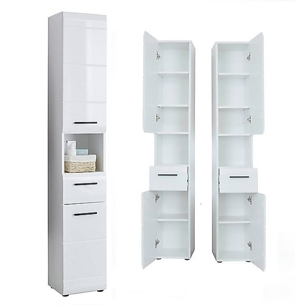 Lomadox Hochschrank LISBOA-19 Badezimmer in Weiß Hochglanz, B/H/T: ca. 30/1 günstig online kaufen