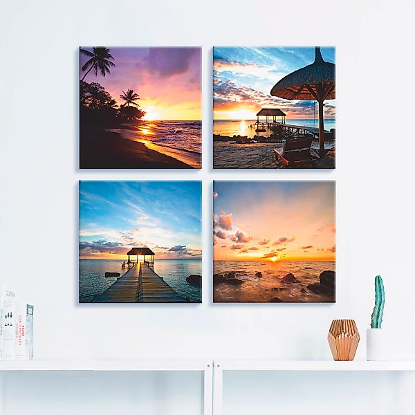 Artland Leinwandbild "Sonnenuntergang am Strand", Sonnenaufgang & -untergan günstig online kaufen